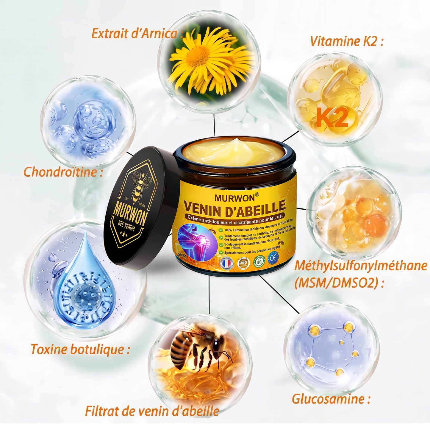 30 % de réduction 🎁🎁 | Crème 𝐌𝐔𝐑𝐖𝐎𝐍® au venin d’abeille pour soulager les douleurs et favoriser le bien-être articulaire ✨✨✨ (Spécialement pour les seniors)