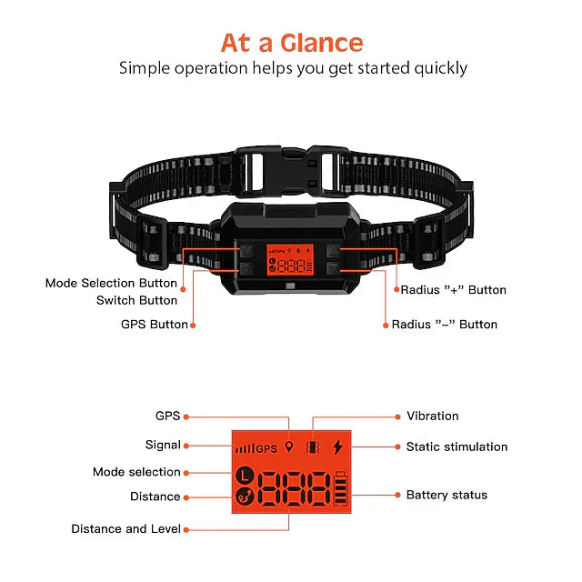 Clôture sans fil GPS pour chien Clôture électrique pour chien Système de confinement pour animaux Portée 33-999 Yard Ajustable Force d'avertissement Rechargeable Inoffensif et adapté à tous les chiens (Nouveau modèle pour 2025 !)