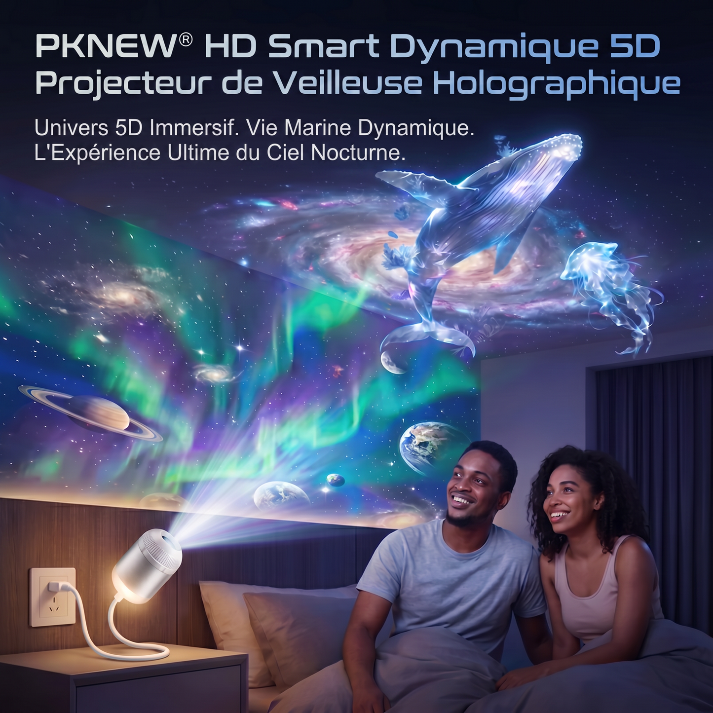 PKNEW® 🍉 Projecteur d'Ambiance 360° Effet Galaxie et Vagues d'Océan🌷