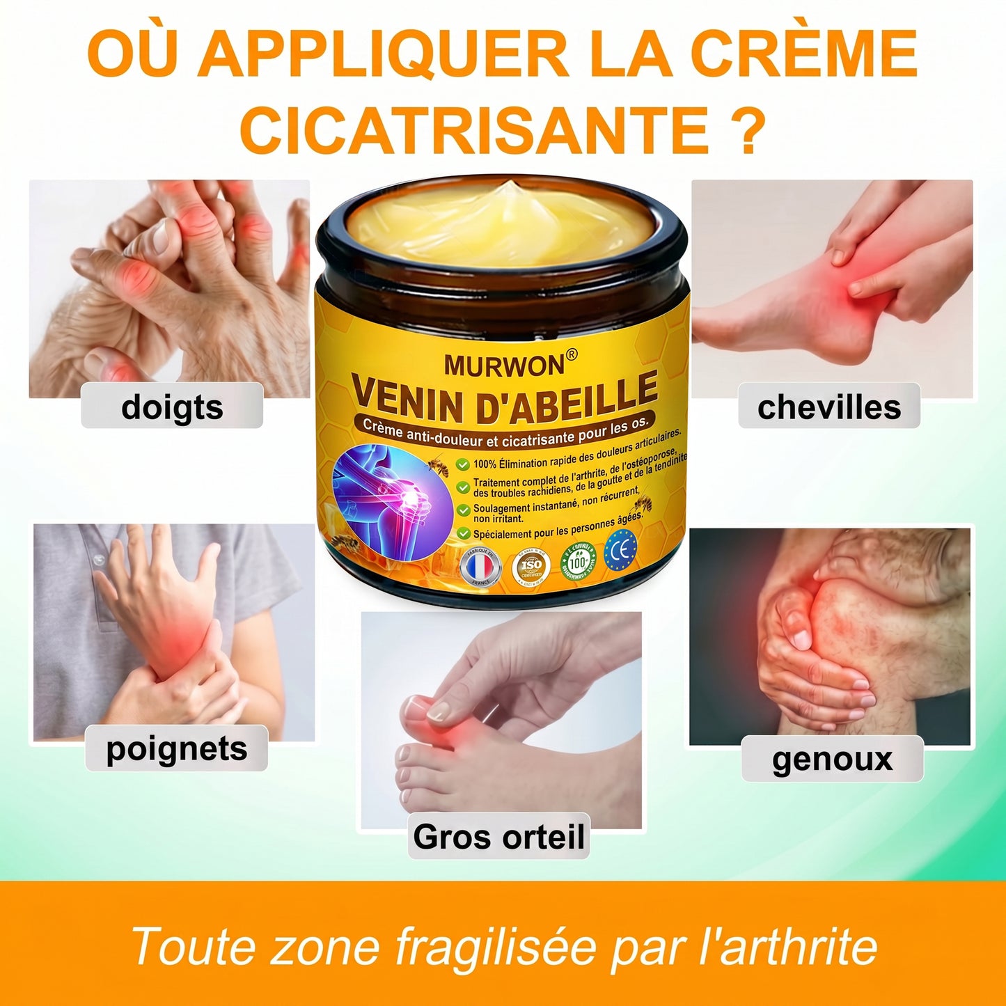 30 % de réduction 🎁🎁 | Crème 𝐌𝐔𝐑𝐖𝐎𝐍® au venin d’abeille pour soulager les douleurs et favoriser le bien-être articulaire ✨✨✨ (Spécialement pour les seniors)