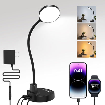 Bras de lampe flexible à col de cygne avec base, lampe de lecture protectrice pour les yeux, adaptée à la maison, au bureau, à la chambre et à la salle d’étude.