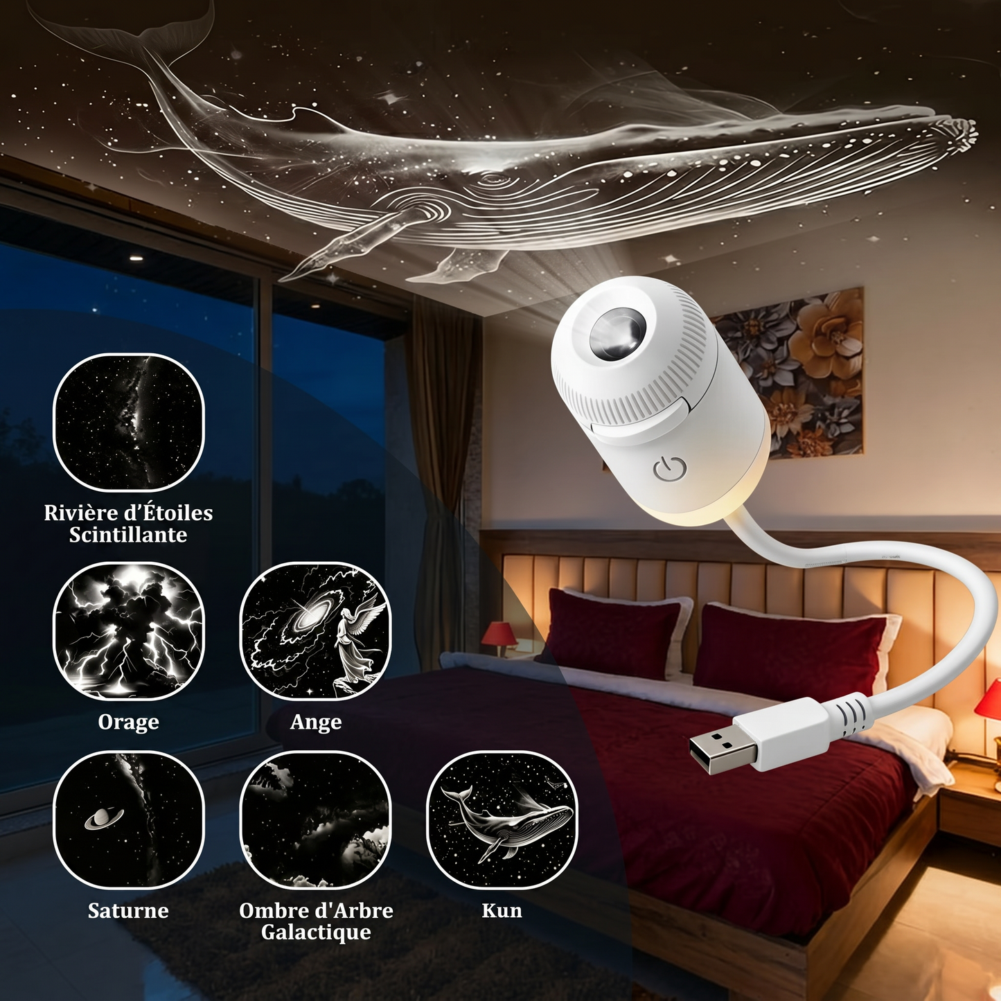 PKNEW® 🍉 Projecteur d'Ambiance 360° Effet Galaxie et Vagues d'Océan🌷