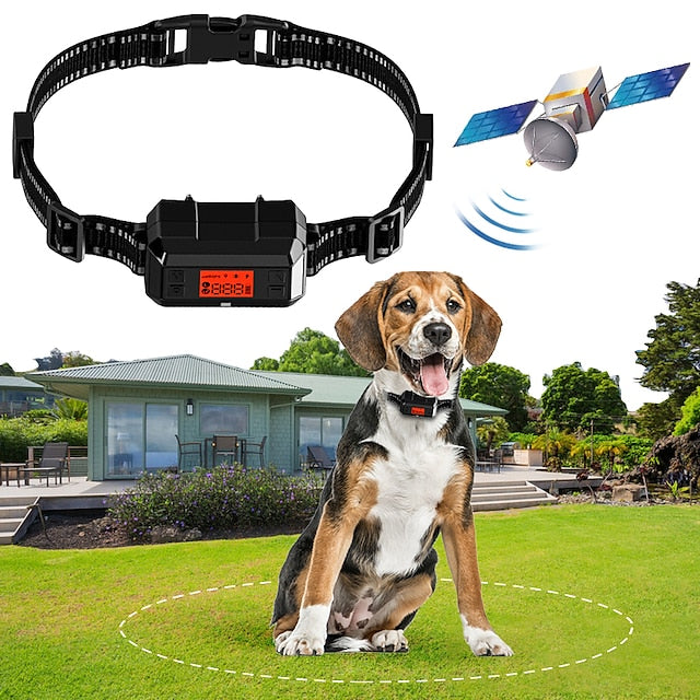Clôture sans fil GPS pour chien Clôture électrique pour chien Système de confinement pour animaux Portée 33-999 Yard Ajustable Force d'avertissement Rechargeable Inoffensif et adapté à tous les chiens (Nouveau modèle pour 2025 !)