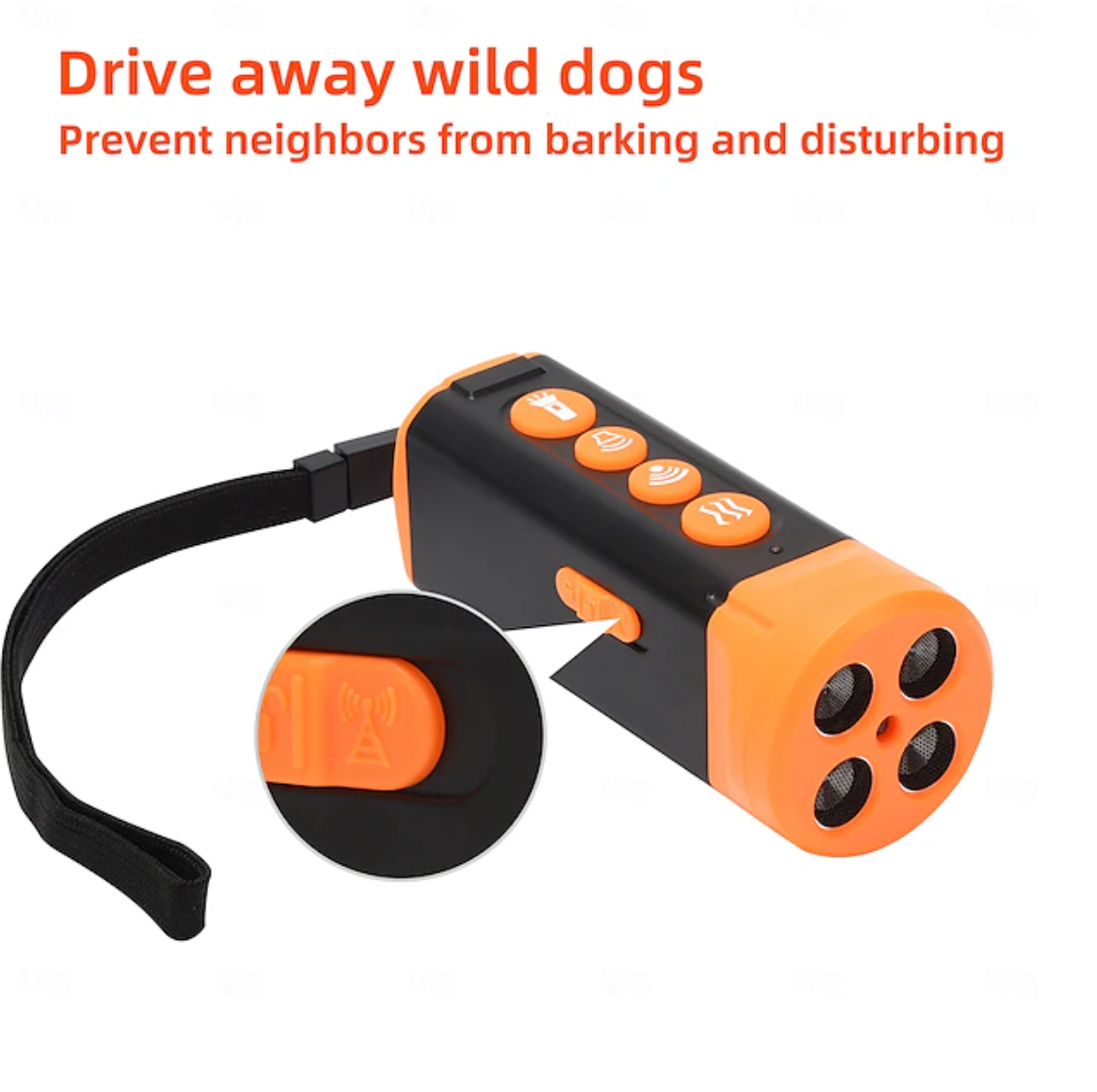 Dispositif de contrôle des aboiements de chiens à ultrasons SU40 Répulsif pour chiens à haute puissance avec lumière LED