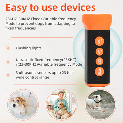 Dispositif de contrôle des aboiements de chiens à ultrasons SU40 Répulsif pour chiens à haute puissance avec lumière LED