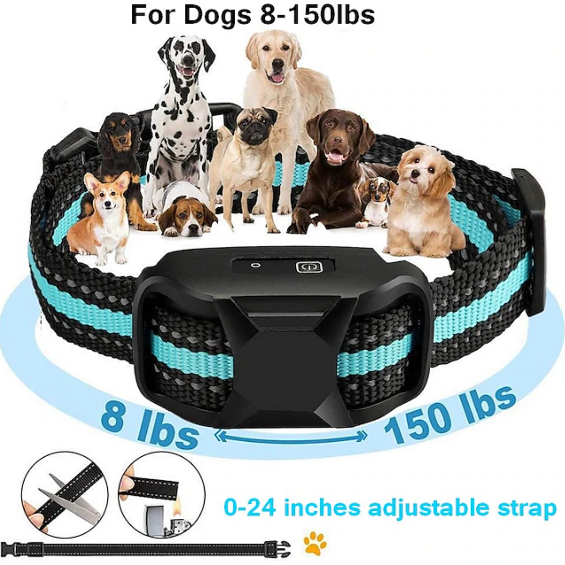 Collier de dressage pour chien sans chocs, rechargeable et étanche IPX7 Collier de dressage pour chien à vibrations et bips