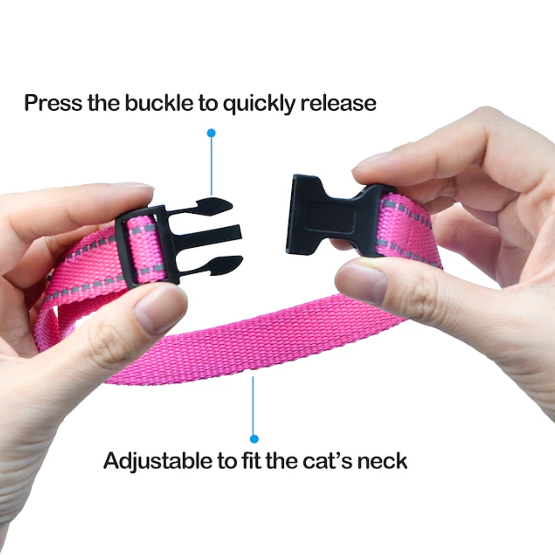 Barre d'arrêt pour chat rose pour empêcher les chats de miauler 5 niveaux d'entraînement progressif - sûr et réfléchissant